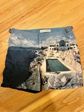 Orlebar Brown Coastal Photo-Print Swim Shorts in Blue